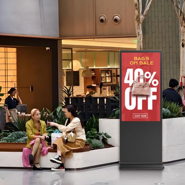 LCD Floor Standing Digital Signage Display Cloud Control for Shopping Mall Airport 4K UHD Android Commercial