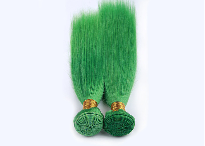 Green 100% Remy Virgin Human Hair , Straight Peruvian Weave Bundles