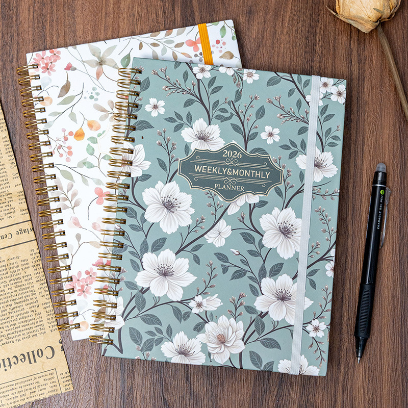 15 Pages Spiral Hardcover Notebook for Academic Usage Scenario Monochrome Color Scheme