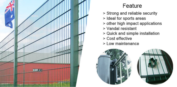 Colorful Powder Coating 2.5m High Double Wire Mesh Fence For Garden