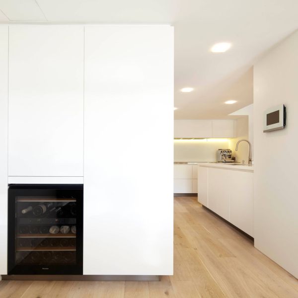 Minimalist Matte White Handless Cabinets Kitchen Melamine Kitchen Cabinet