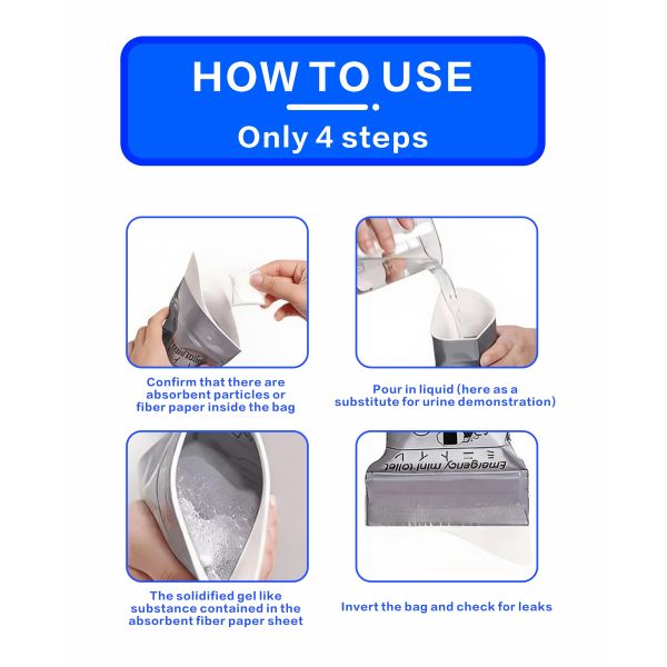 Solidifying Gel Emergency Portable Urine Bag Eco-Friendly Disposable Urinals Source-Factory Portable Urine Bag Universal Emergency Toilet Refills