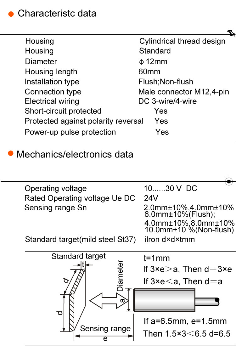 Inductive proximity switches Sensors IZM12-M04NA-Y3U4/C60 thread Male connector M12 4-pin