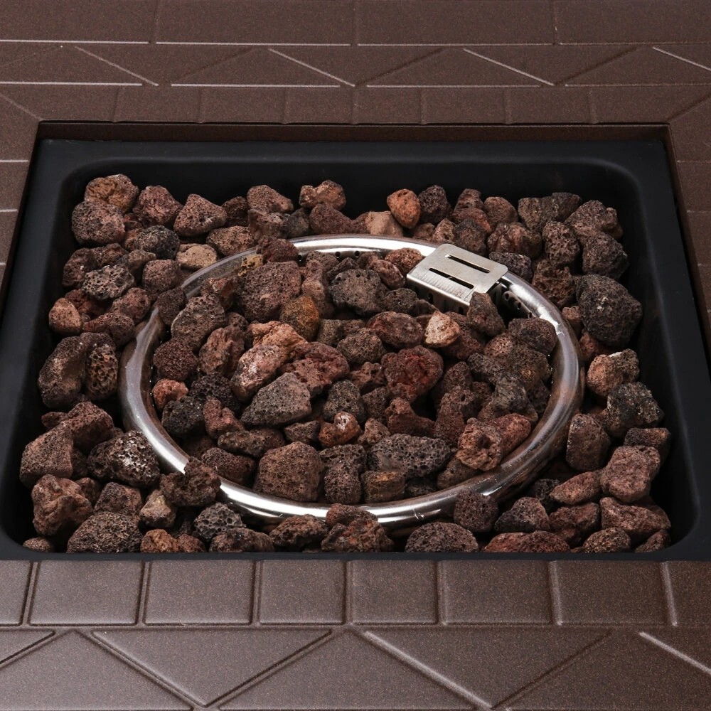 Oil Finished Propane Gas Fire Pit Bronze Table 28 Inch Square