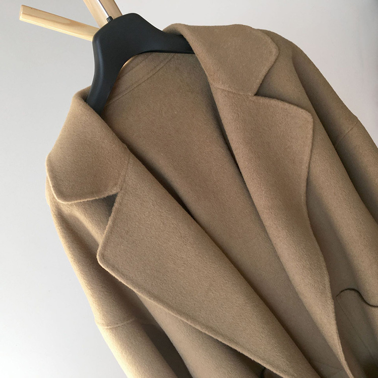 Mid-Length Slim Woolen Coat for Women End Cashmere Coat Standard Thickness Support