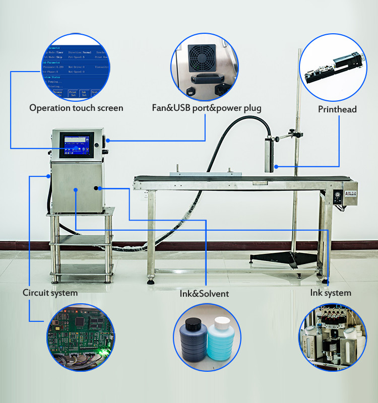 Automatic Stable Leadjet V98 CIJ Inkjet Printer 1.5-20mm