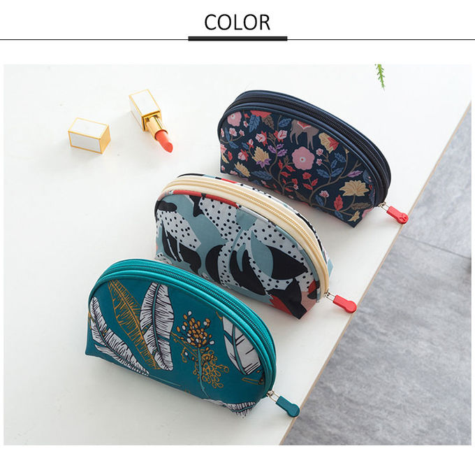 Wholesale Custom Half Moon Shape Printed Practical Wash Makeup Bag