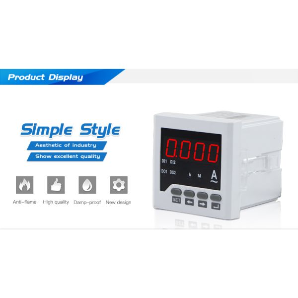 72*72 mm Single Phase LED Ampere Current Meter