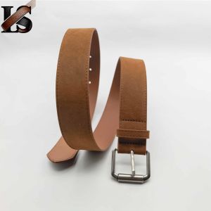 Buy cheap Custom Designer Suede Brown Leather Belt Pin Buckle belt edge stitching pu from wholesalers