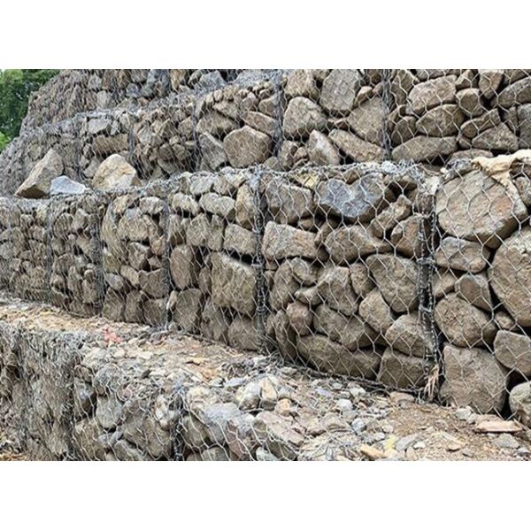Gabion Basket Hexagonal Woven Wire Mesh For Stone Loading For Bank Slopes Protection Road Paving