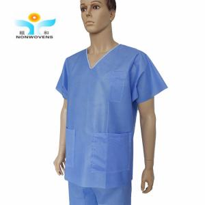 China YIHE Thread sewing Disposable Protective Suits , SMS Scrub Suit With Collar on sale