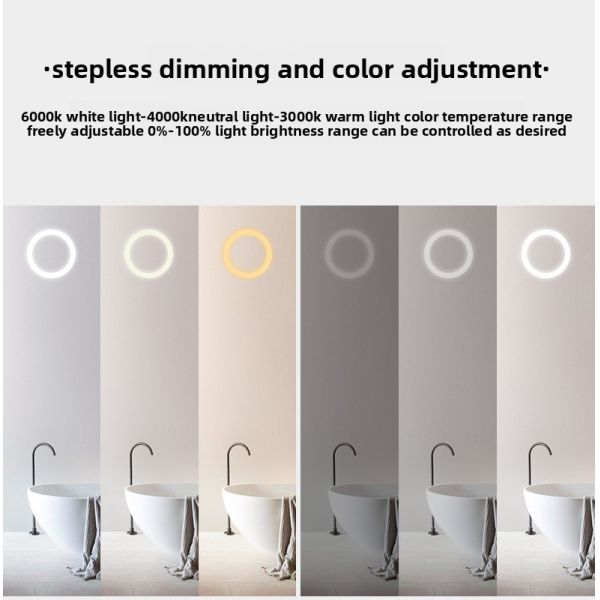 Modern Rectangular Aluminum Alloy Wall-Mounted Bathroom Frame IP44 Rated Wet Environments Touch Switch Washbasin Hotels Villa