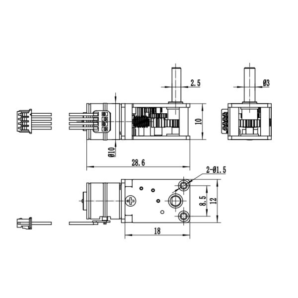 2 Phases Micro Worm Gearbox Stepper Motor 10mm Diameter For Automatic Device