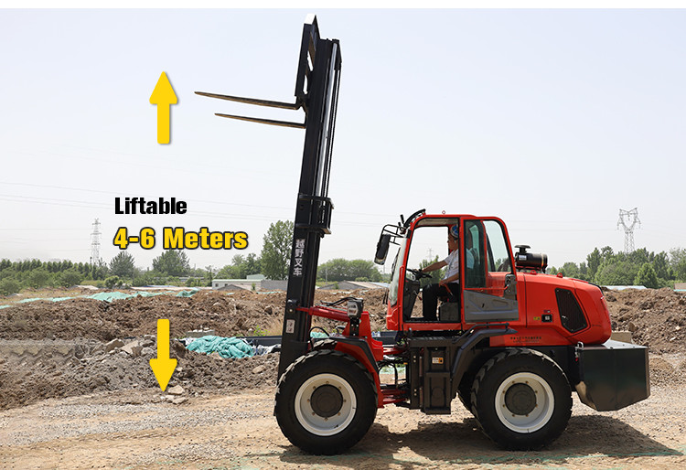 7000 Lbs Seated Automatic Rough Terrain Forklift With 2 In Fork Thickness