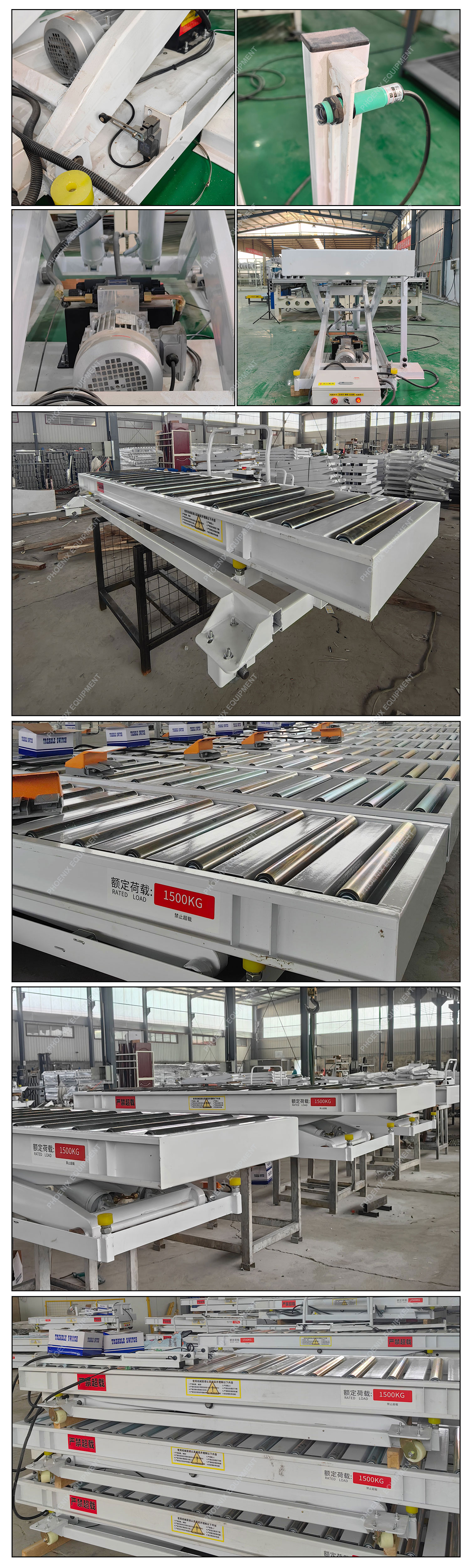 1500kg Scissor Lift Electric Roller Table for Panel Loading on CNC Panel Saw Equipment