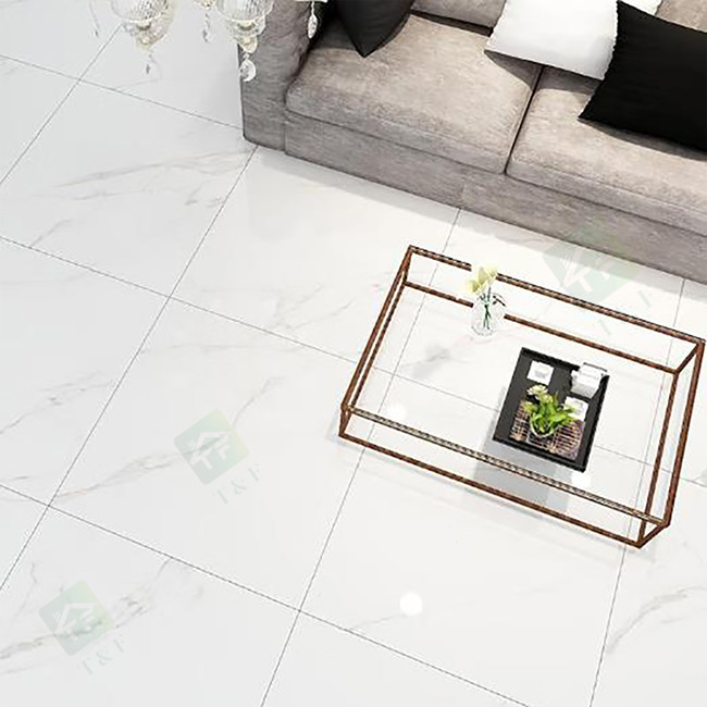600*600mm Living Room Glazed Ceramic Tiles Super White Marble With Glod Vein Glazed Polished