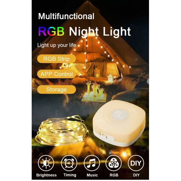 RGB camping light string, intelligent control, portable emergency light, atmosphere lighting