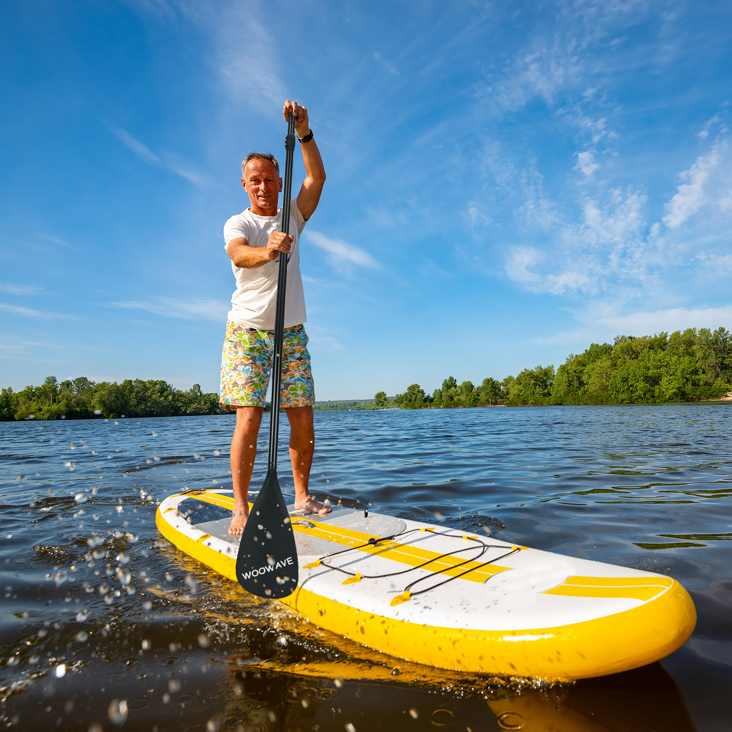 3-piece Woowave Aluminum Inflatable Sup Paddle with Lightweight and Adjustable Design