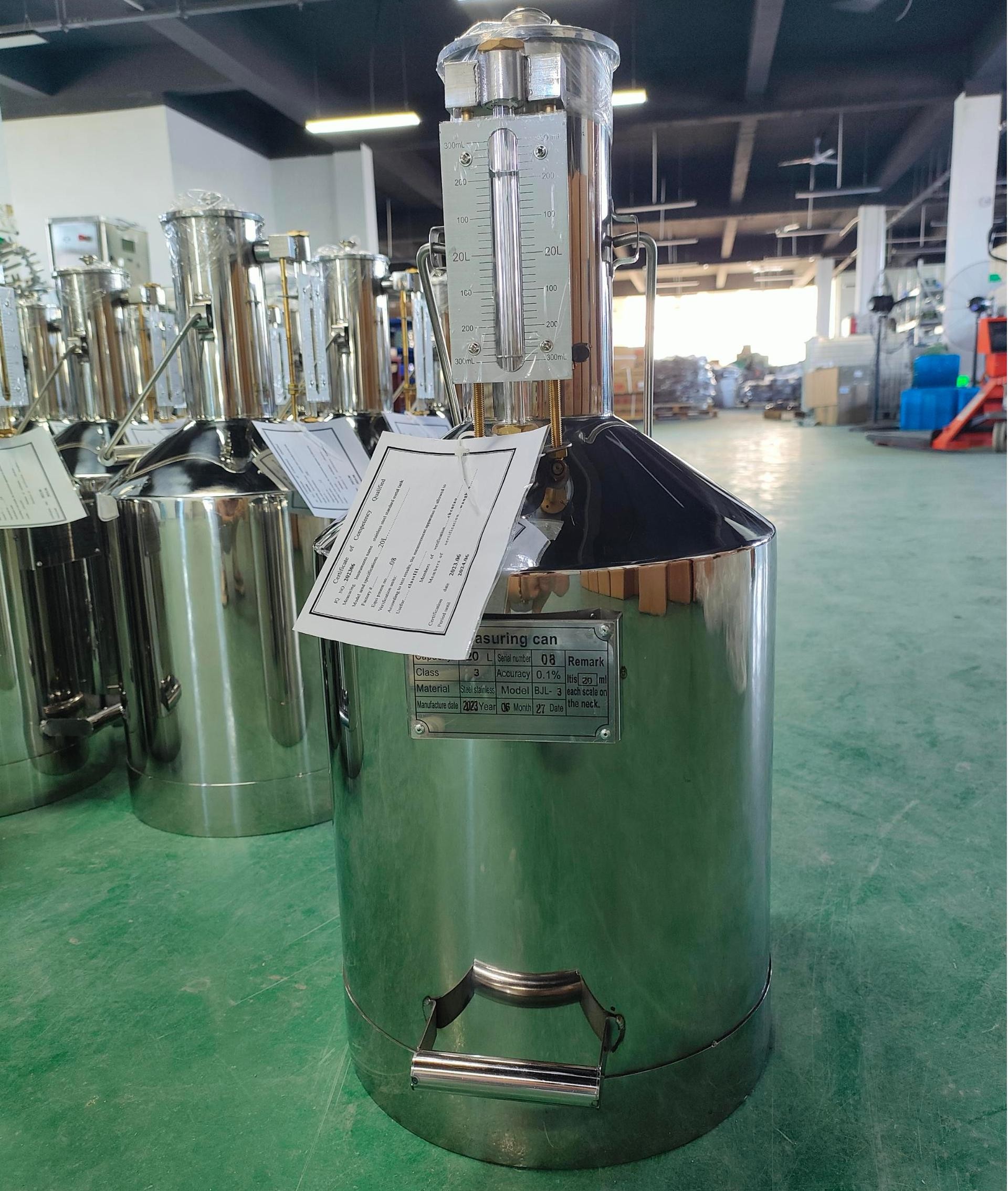 20L Hander Type Stainless Steel External scale Wide caliber Measuring Can for Gas Station