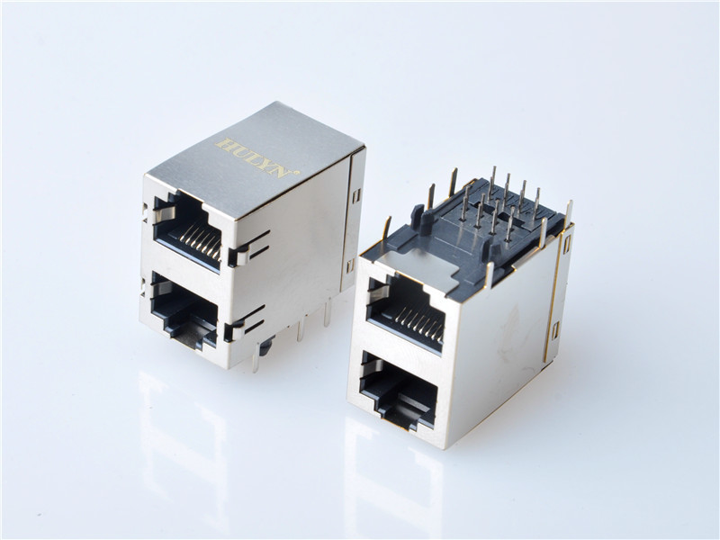 HULYN RJ45Jack, Shielded RJ45 Modular Jack Connector,with LEDs, 2x1 Ports,RJ45 connector LED