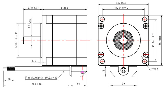 F57SHD4228 2 Phase NEMA 23 Hybrid Stepper Motor Waterproof 51mm Body 1.16N.M For Smart Devices