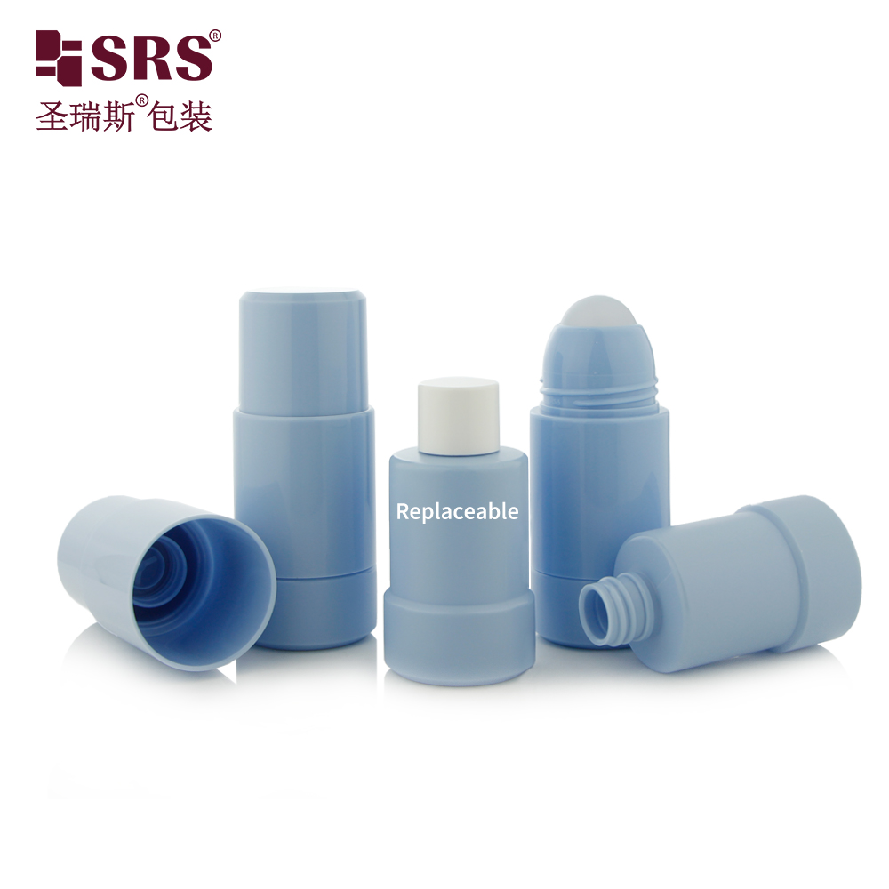 RPPE 50ml 75ml Plastic Roller Ball Bottle Replaceable Design Deodorant Gel Body Serum Applicator Bottles