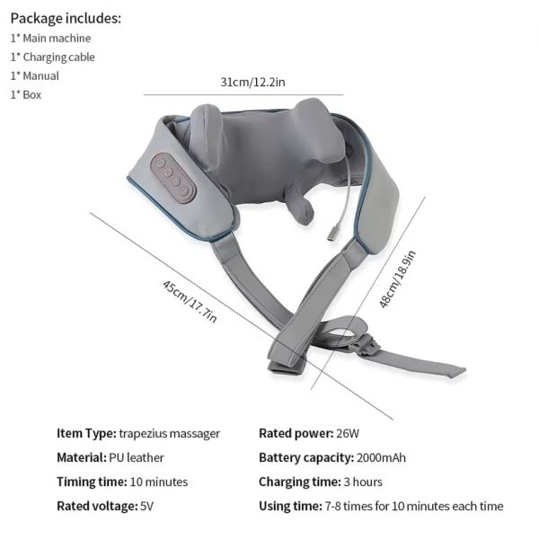 Electric Vibration Neck and Shoulder Massager Pulse Massager Kneading Shoulder Massager