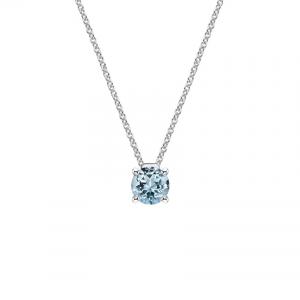 China Silver Floating Solitaire Aquamarine Pendant Gift For Women Men on sale