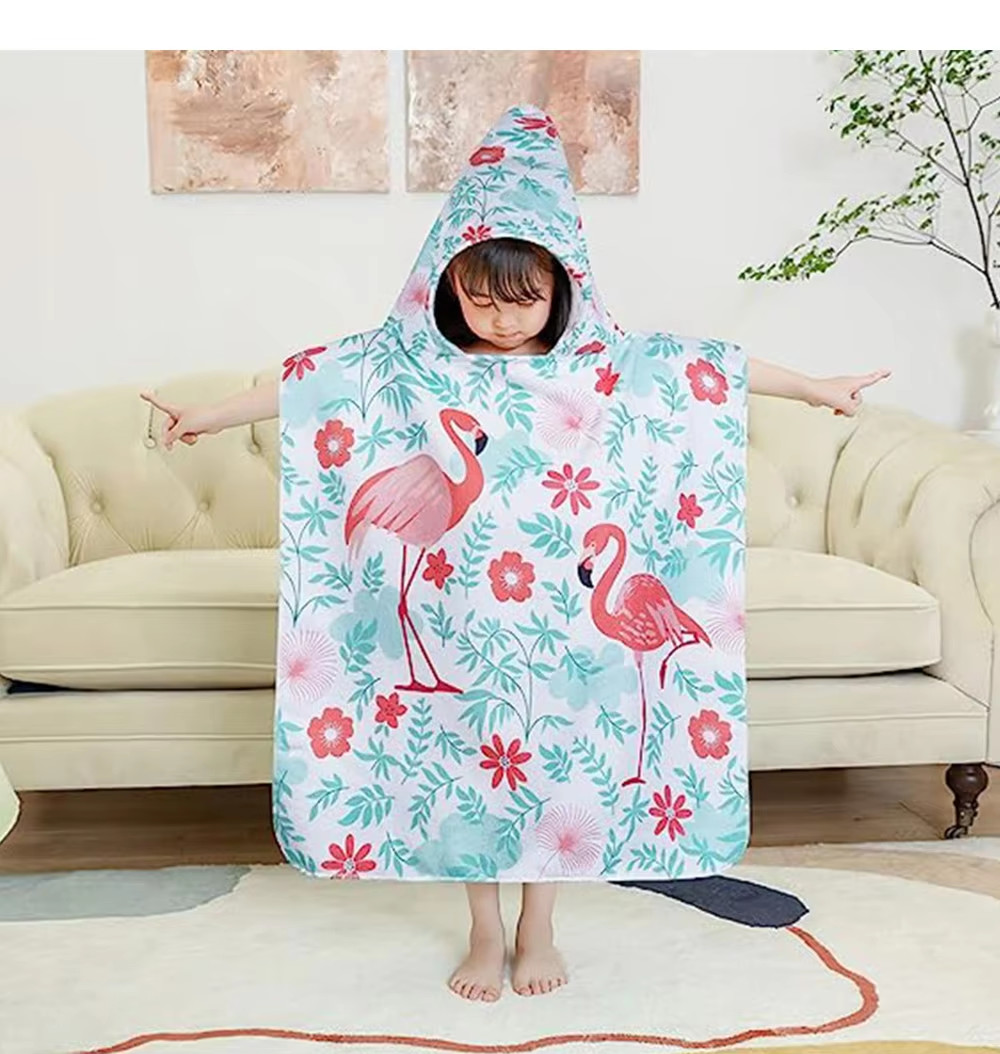 Custom Microfiber Seaside Surf Poncho Hood Logo Printed Compressed Design for Beach Changing Wetsuits Wholesale Microfiber Poncho Towel