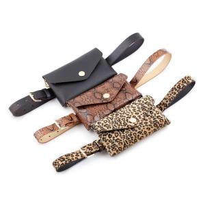 China Waist Bag Female Girdle Leopard Stripe 2 In 1 Ladies Belt Bag Waist Bag Belt Mobile Phone  Flap Leather Fanny Pack on sale