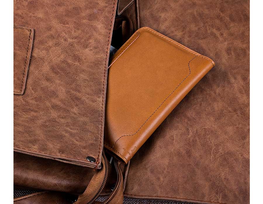 Leather passport bag ticket holder travel document storage multi-function card package