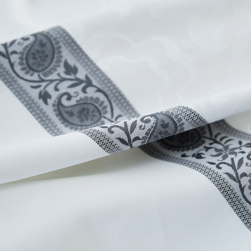 Dobby White Stripe Jacquard Hotel Luxury Sheet Set , Hotel Style Bedding Sets