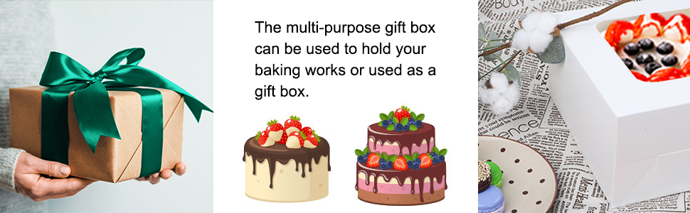 Custom Order Accepted 12 x 12 x 6 Inch Square Cardboard Cake Box with Window