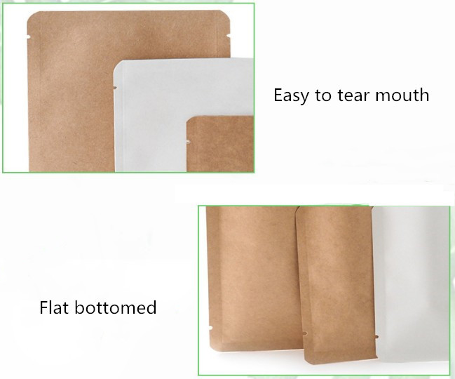 Aluminized Waterproof food packaging three side seal kraft paper bag Drip Fliter Food Grade Food Packets