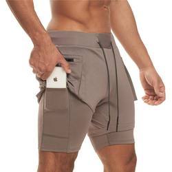 Wholesale 2022 New Running Shorts Men 2 in 1 Double-Deck Quick Dry Sport Shorts Fitness Jogging Workout Shorts