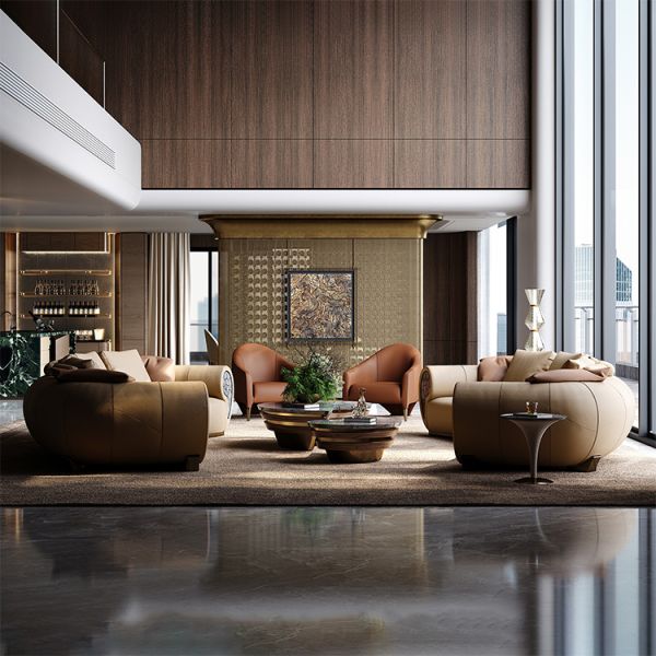 High Quality Twist 2 Seat Leather Couch Designer Luxury Italian Modern Curved Sofa