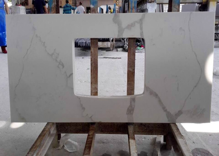 22" Wide Calcutta Quartz Bathroom Vanity Tops Anti - Stain Quartz Tile Countertop