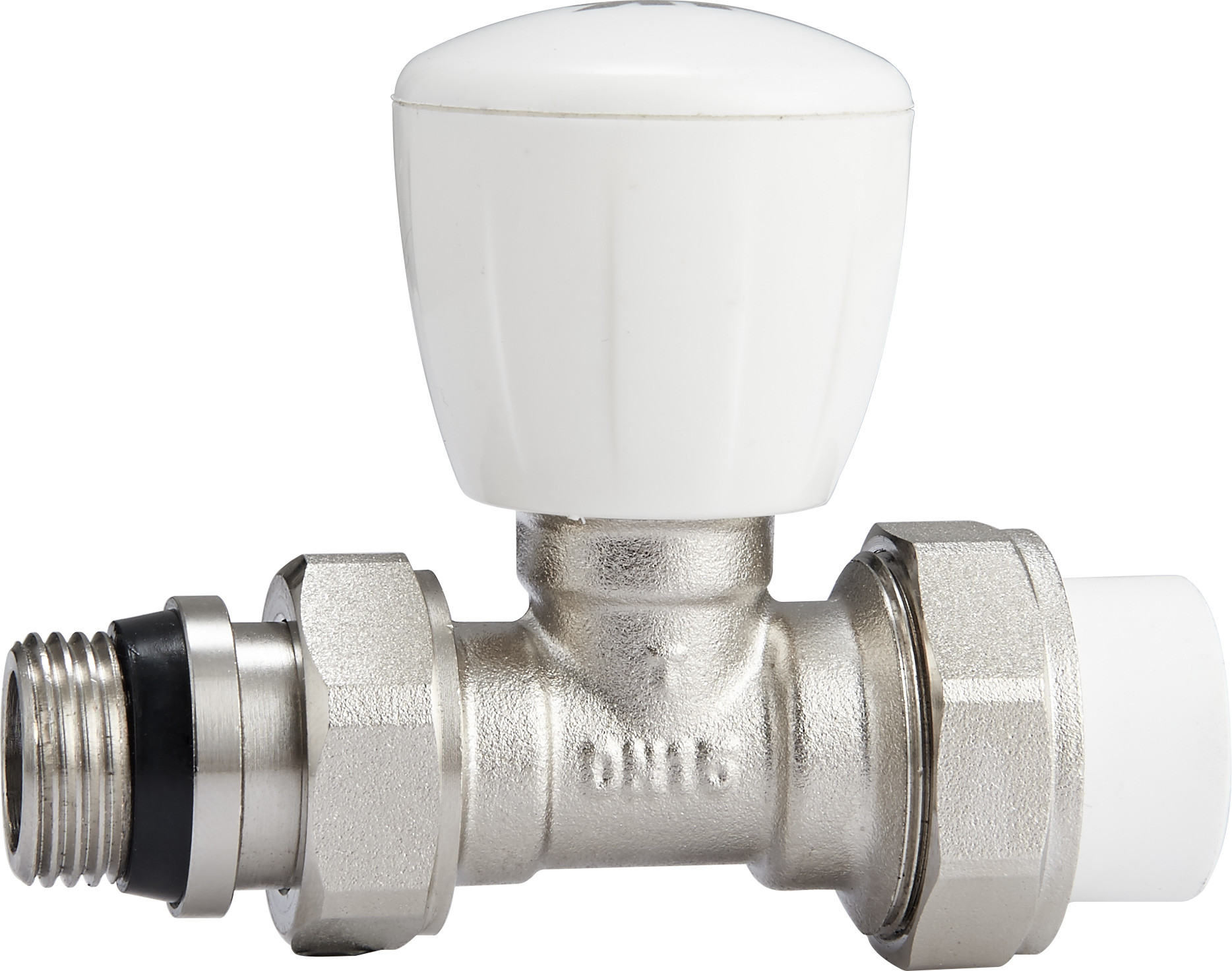 4204 Straight Type Multi-turn Brass TRV Valve for Radiator Supply DN15 Nickel Plated w/ PP-R Adapter x Flex. Male Nipple