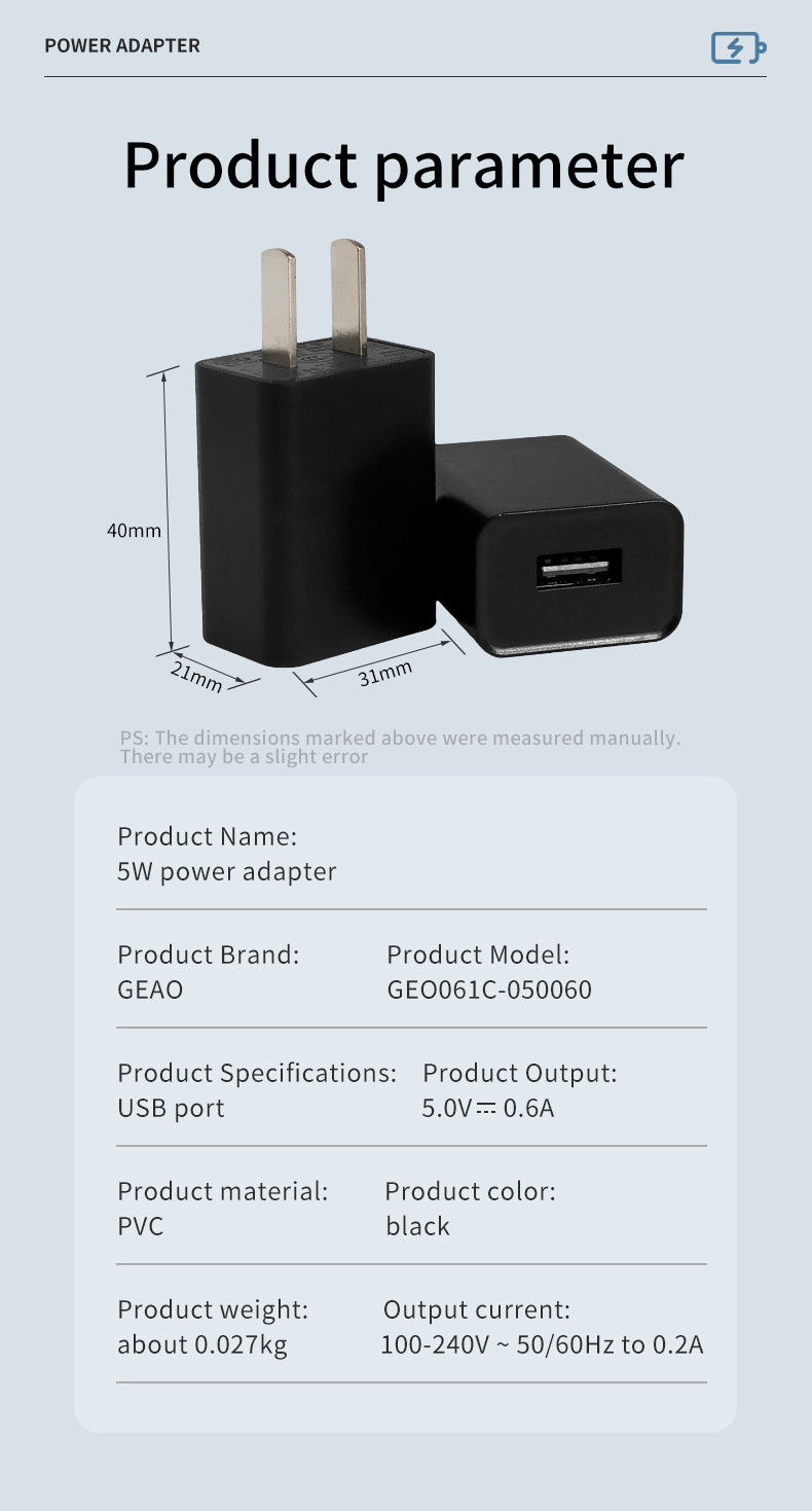 10W 5V 2A USB Universal Charger OEM / ODM Portable Customized