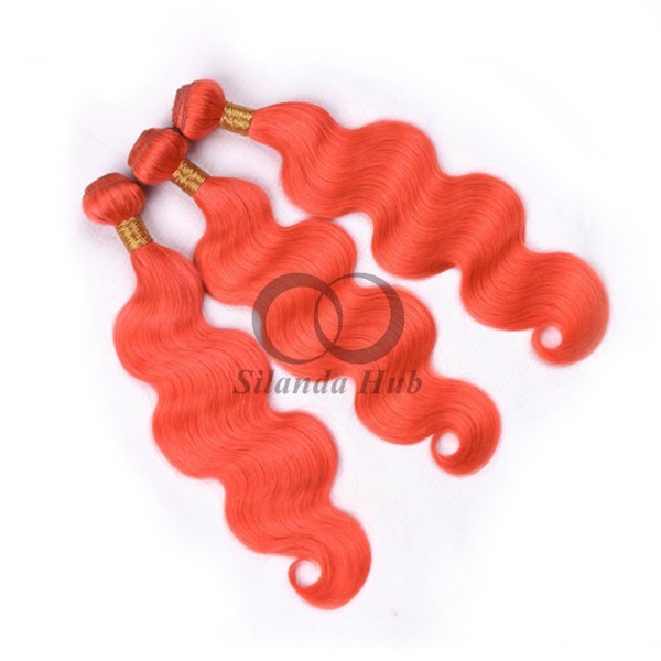 Orange Red Body Wave Remy Human Hair Bundles Sew In Weave Bundles Brazilian Bundle Deals