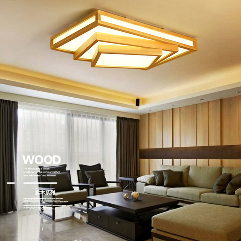 LED Nordic simple and warm living room bedroom study room dining room solid wood ceiling lamp(WH-WA-42)