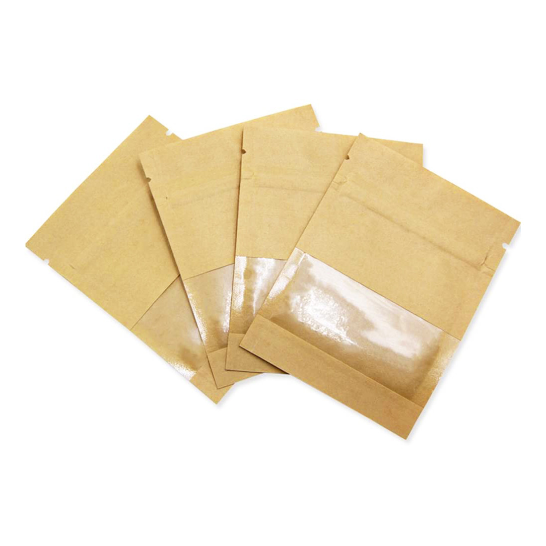 Smell Proof Flat 3 Side Seal Pouch With Clear Window With Ziplock For Dry Food Nuts
