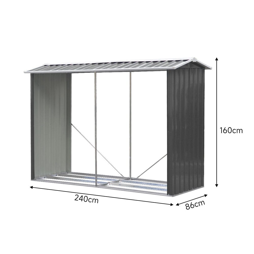 AJUNION Metal Outdoor Firewood Log Rack Shed for Easy Assembly and Garden Storage
