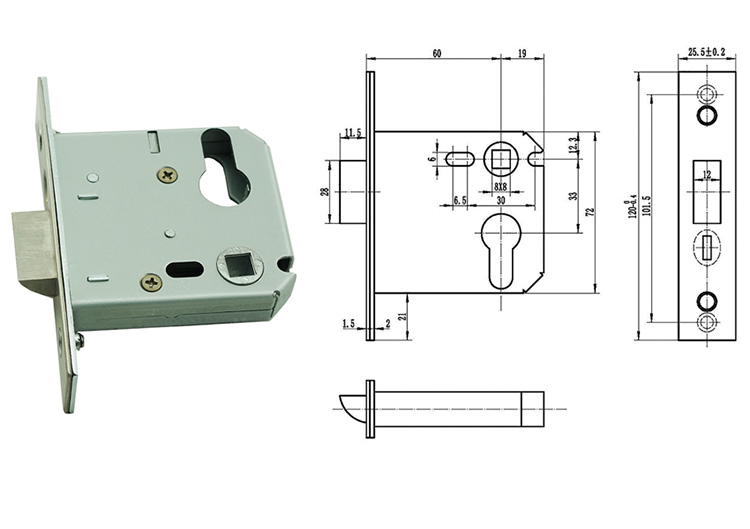 UNITY MLC104-60 60mm backset double forend mortice lock latch set