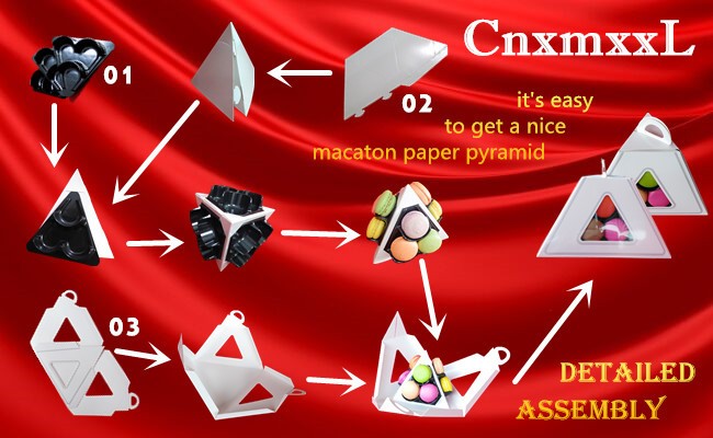 Macaron Box Packaging Triangle Pyramid Shape Small Cake Packaging Box