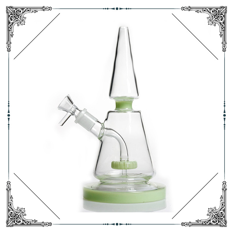 Mini Rock Glass Bongs Green Clear Color Showerhead Percolator Hookah Bongs