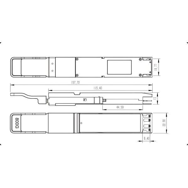 Compatible Type2 Flat Top 800G OSFP LPO 8x100G SR8 850nm 100M MMF MPO-16 Optical Transceiver