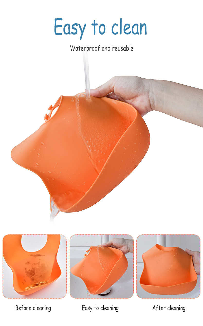 Unisex BPA Free Silicone Feeding Bibs That Catch Food CPSIA Approval