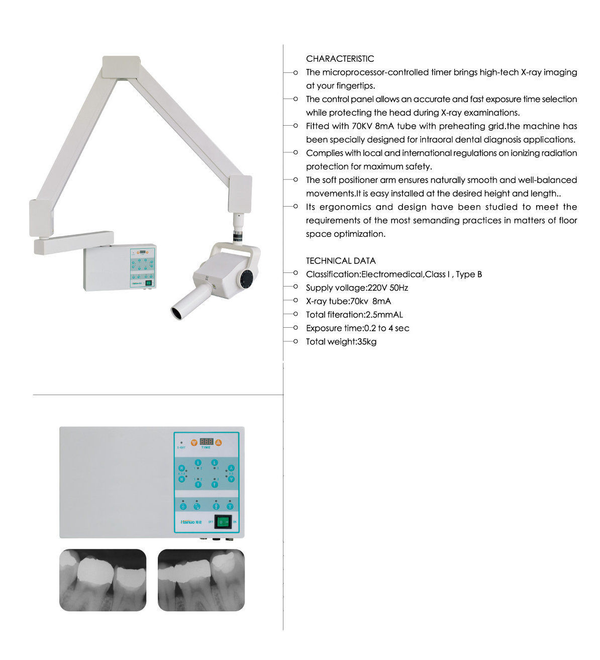 Medical High-efficiency Wall mounted Type dental Digital X-Ray Unit