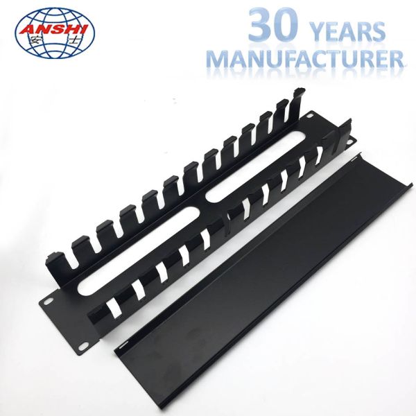 2U Height 12 Slot Metal 19 Inch Rack Mountable Horizontal Cable Manager For Network Installations